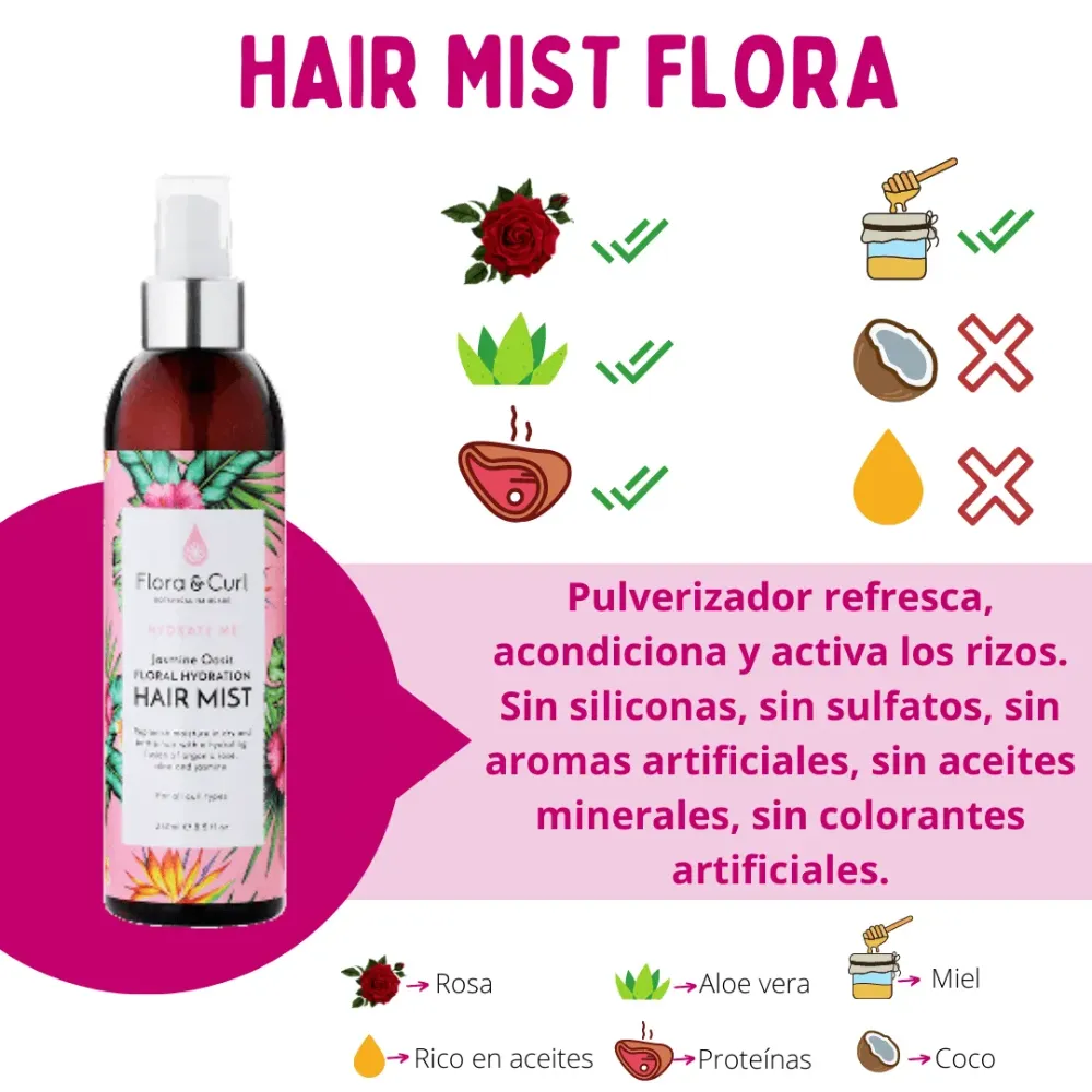 Flora and Curl Jasmine Oasis Hydrating Hair Mist 250ml - 1